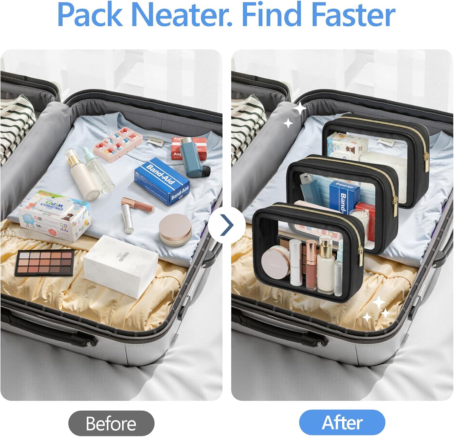 PACKISM Clear Makeup Bag - TSA Approved Toiletry Bag for Carry-on & Checked Luggage, Water Resistant Car Storage Organizer with Reinforced Seams - Image 7