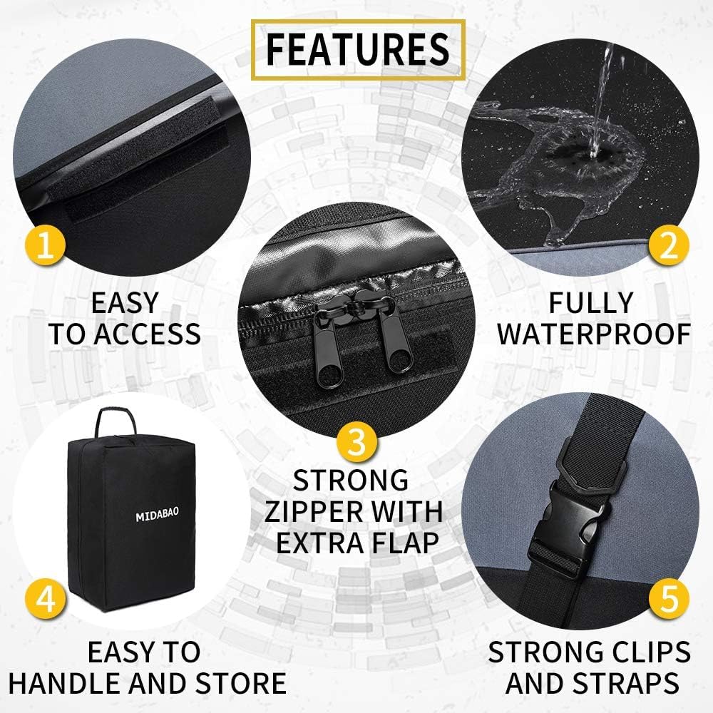MIDABAO 20 Cubic Waterproof Duty Car Roof Top Carrier-Car Cargo Roof Top Bag, Waterproof & Coated Zippers includes Anti Slip Mat with or without Racks (20 Cubic Feet) - Image 6