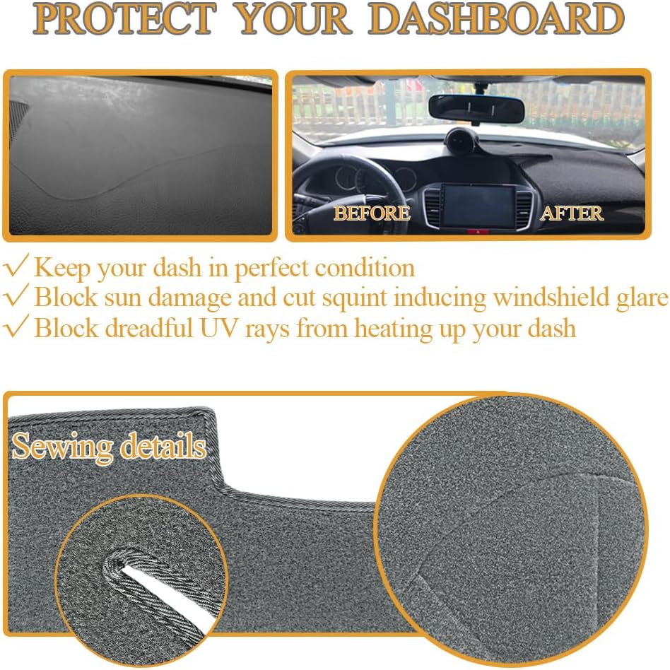 Dash Cover Mat Pad Custom Fit for Toyota Camry 2007 2008 2009 2010 2011 Dashboard Cover Carpet Cap Protector (Dark Gray) Y27 - Image 5