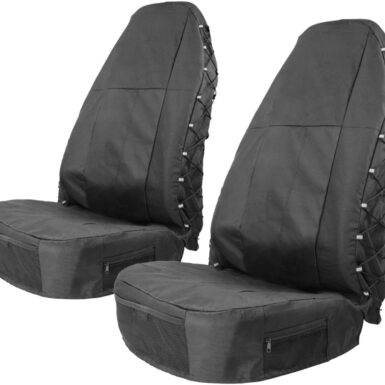 TIROL Waterproof Front Seat Covers High Back Seat Cover Bucket Seat Covers with Multi-Pockets for Semi Truck Cars Van SUV Pickup (2PCS)